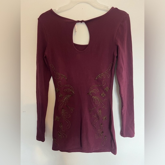 Free People -Burgundy Embroidered Dress - Picture 5 of 5